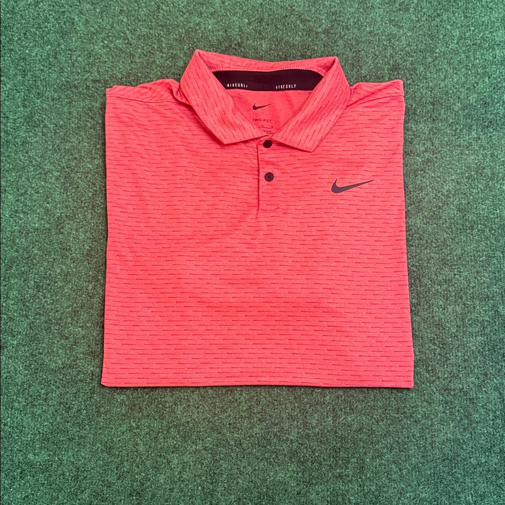 Nike Dri-Fit Golf Patterned Polo (Light Red/ Size Large)
